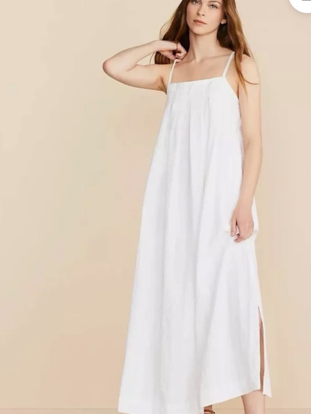 NWT $110 Lou & Grey White Pintuck Seersucker Summer Dress women size Small